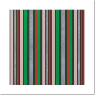 Red, green, silver stripped design with glitter, perfect for Xmas! Posters and Art